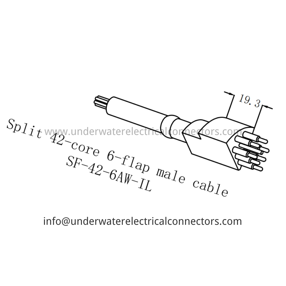 HYSF SF-42-6AW-IL Split 42-core 6-flap male cable Underwater Connector