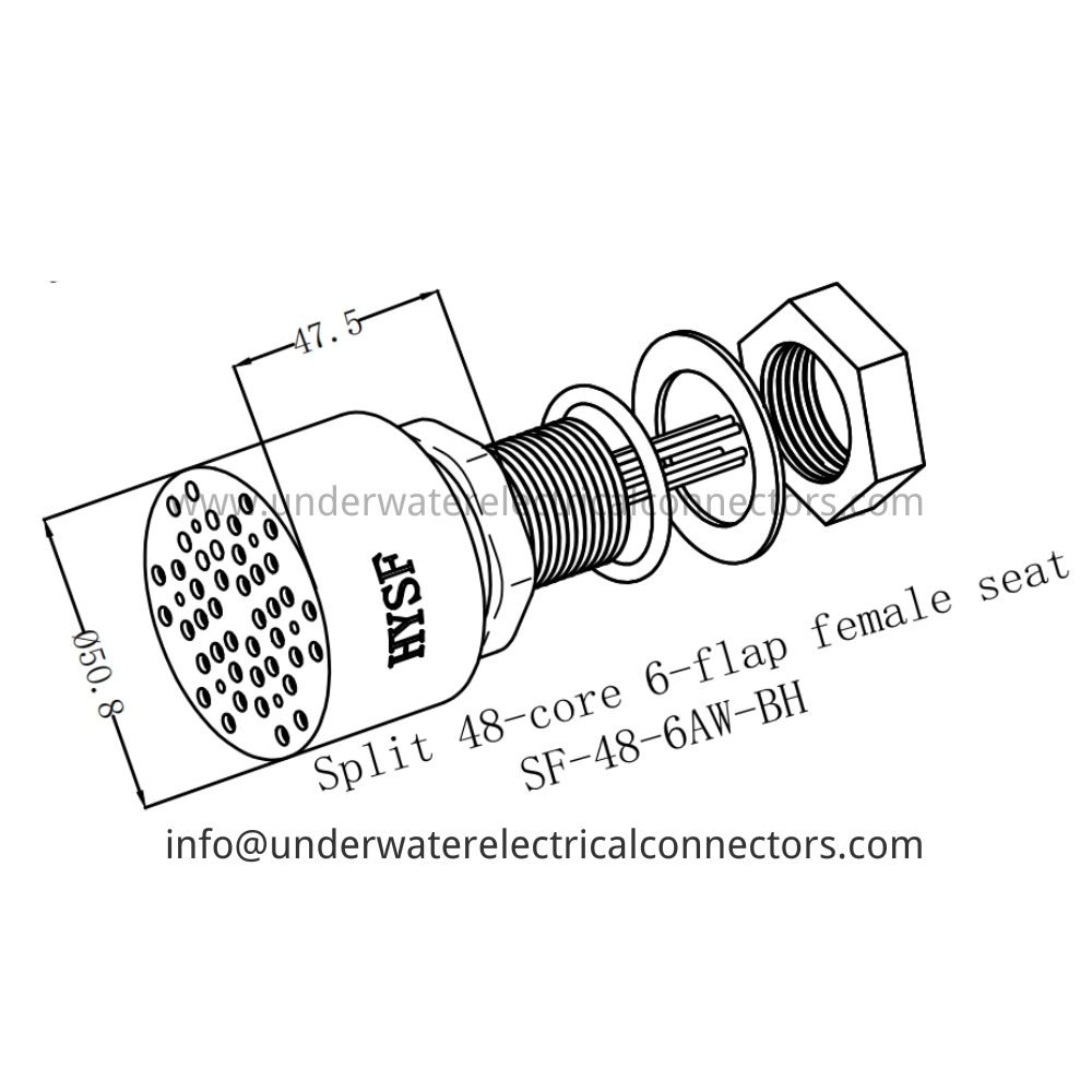 HYSF SF-48-6AW-BH Split 48-core 6-flap female seat Underwater Connector