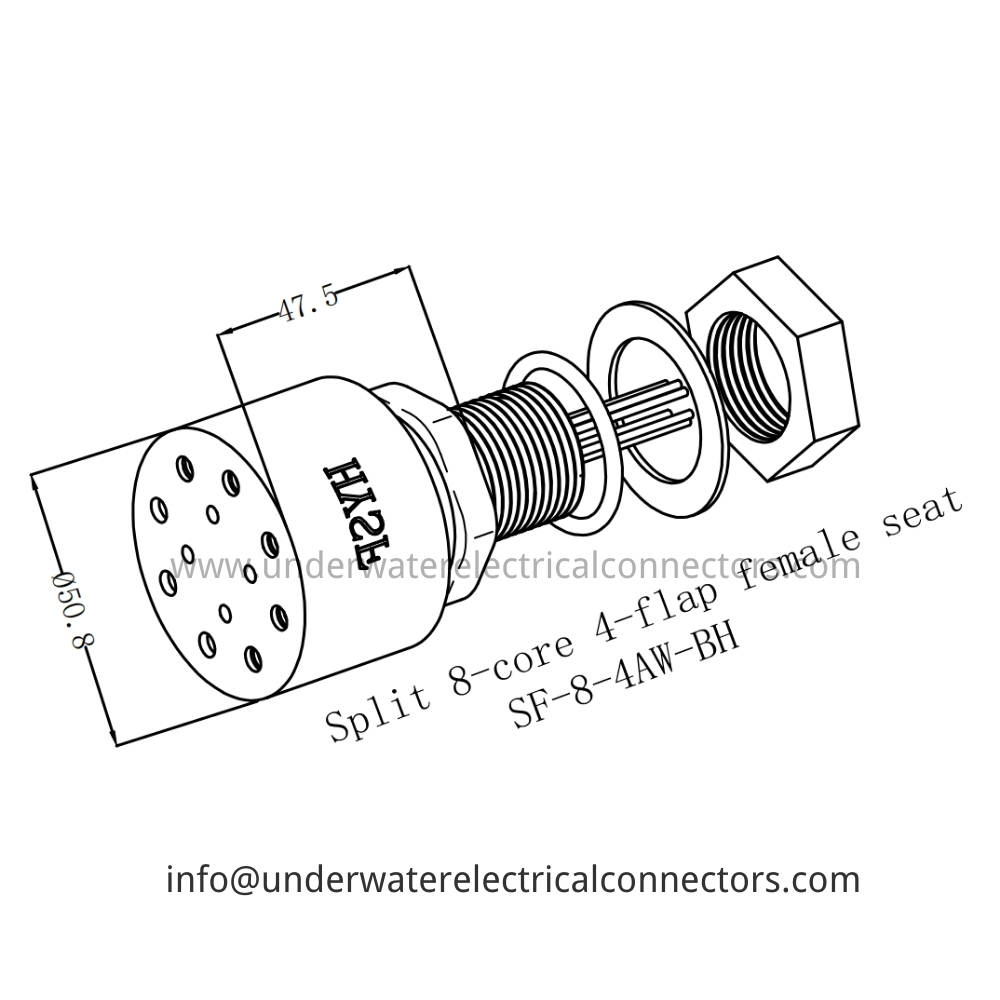 HYSF SF-8-4AW-BH Split 8-core 4-flap female seat Underwater Connector