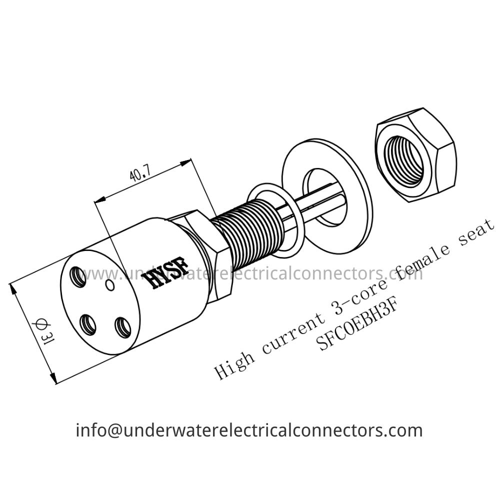 HYSF SFCOEBH3F High current 3-core female seat Underwater Connector