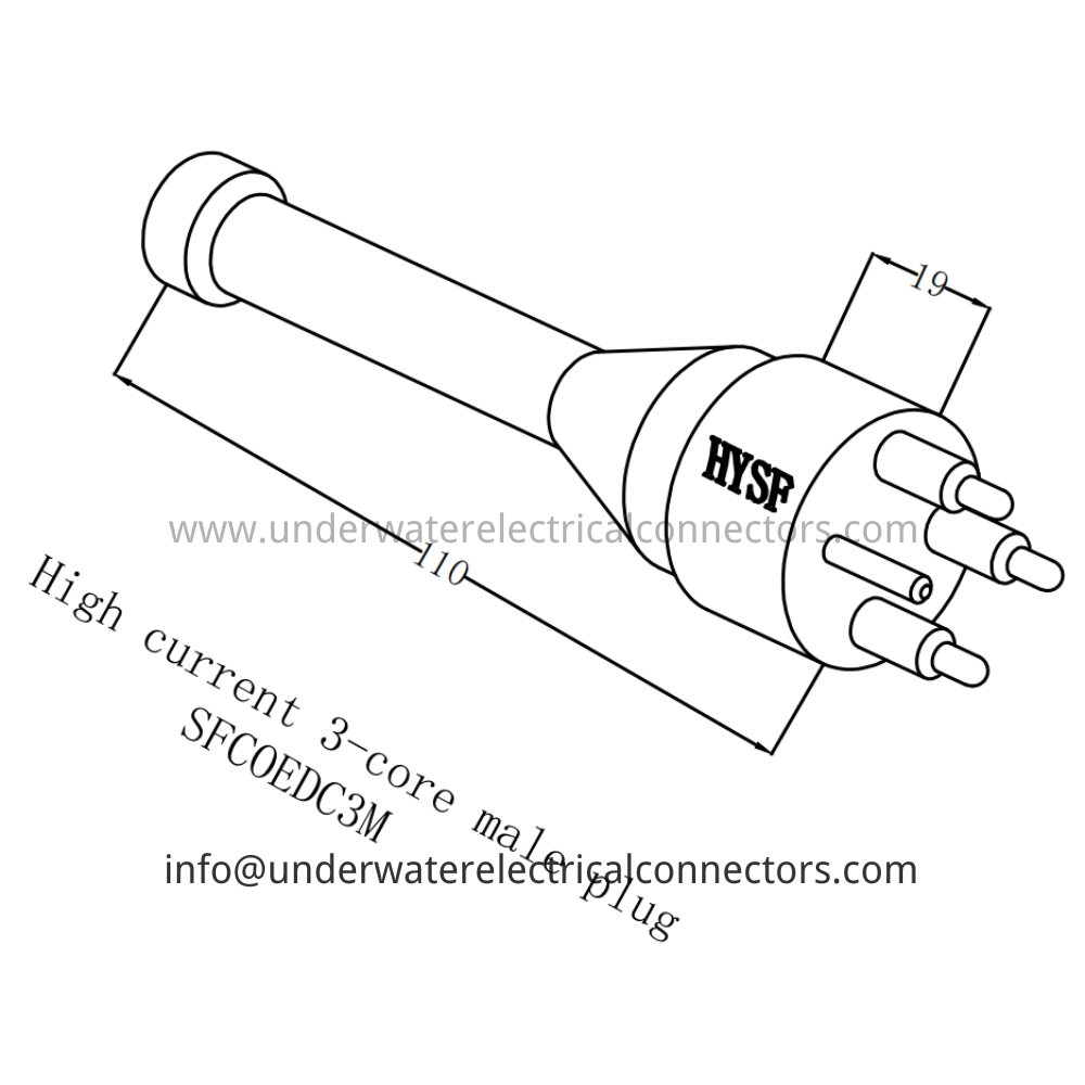 HYSF SFCOEDC3M High current 3-core male plug Underwater Connector