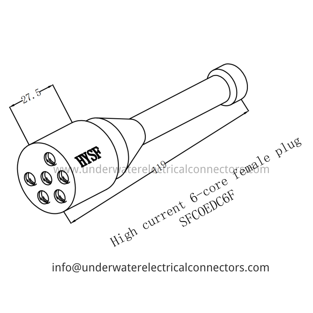 HYSF SFCOEDC6F High current 6-core female plug Underwater Connector