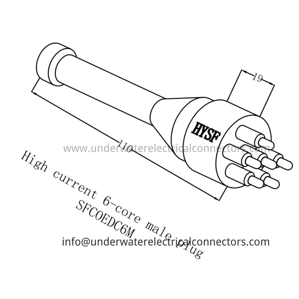 HYSF SFCOEDC6M High current 6-core male plug Underwater Connector