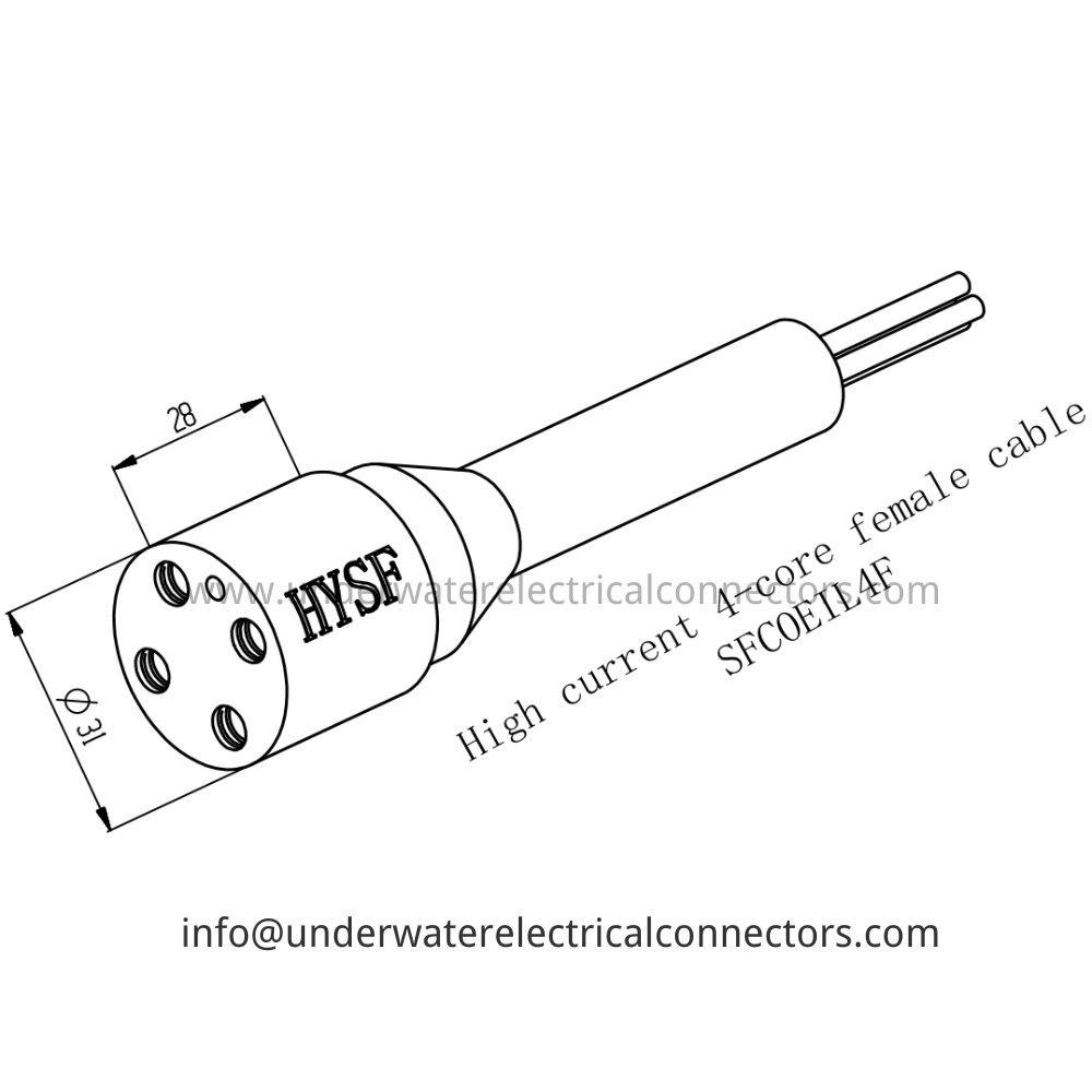 HYSF SFCOEIL4F High current 4-core female cable Underwater Connector