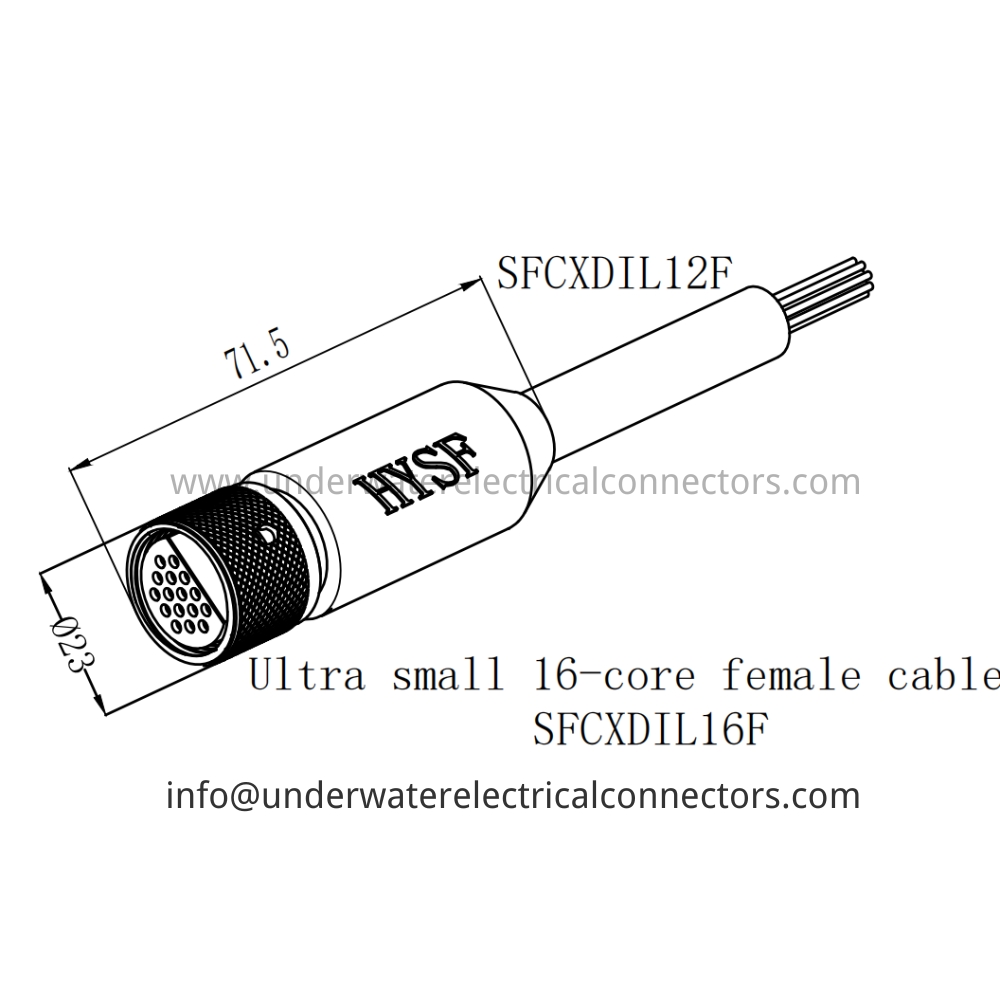 HYSF SFCXDIL16F Ultra small 16-core female cable Underwater Connector