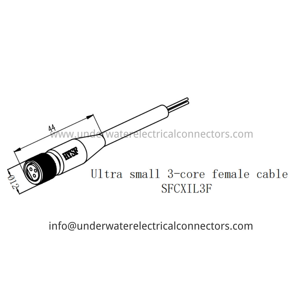 HYSF SFCXIL3F Ultra small 3-core female cable Underwater Connector