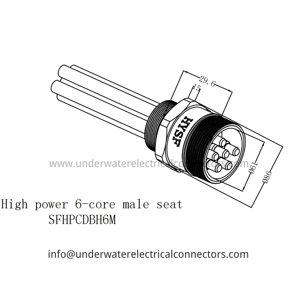 HYSF SFHPCDBH6M High power 6-core male seat Underwater Connector