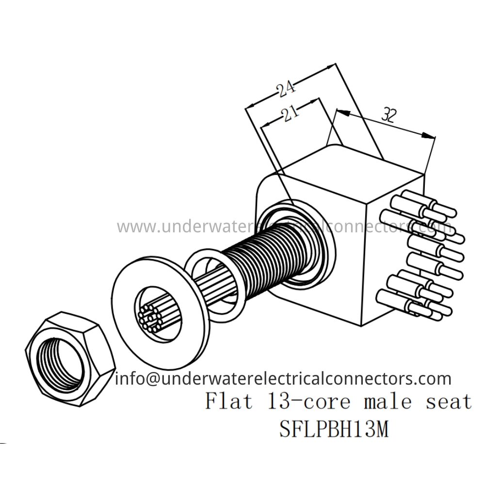 HYSF SFLPBH13M Flat 13-core male seat Underwater Connector
