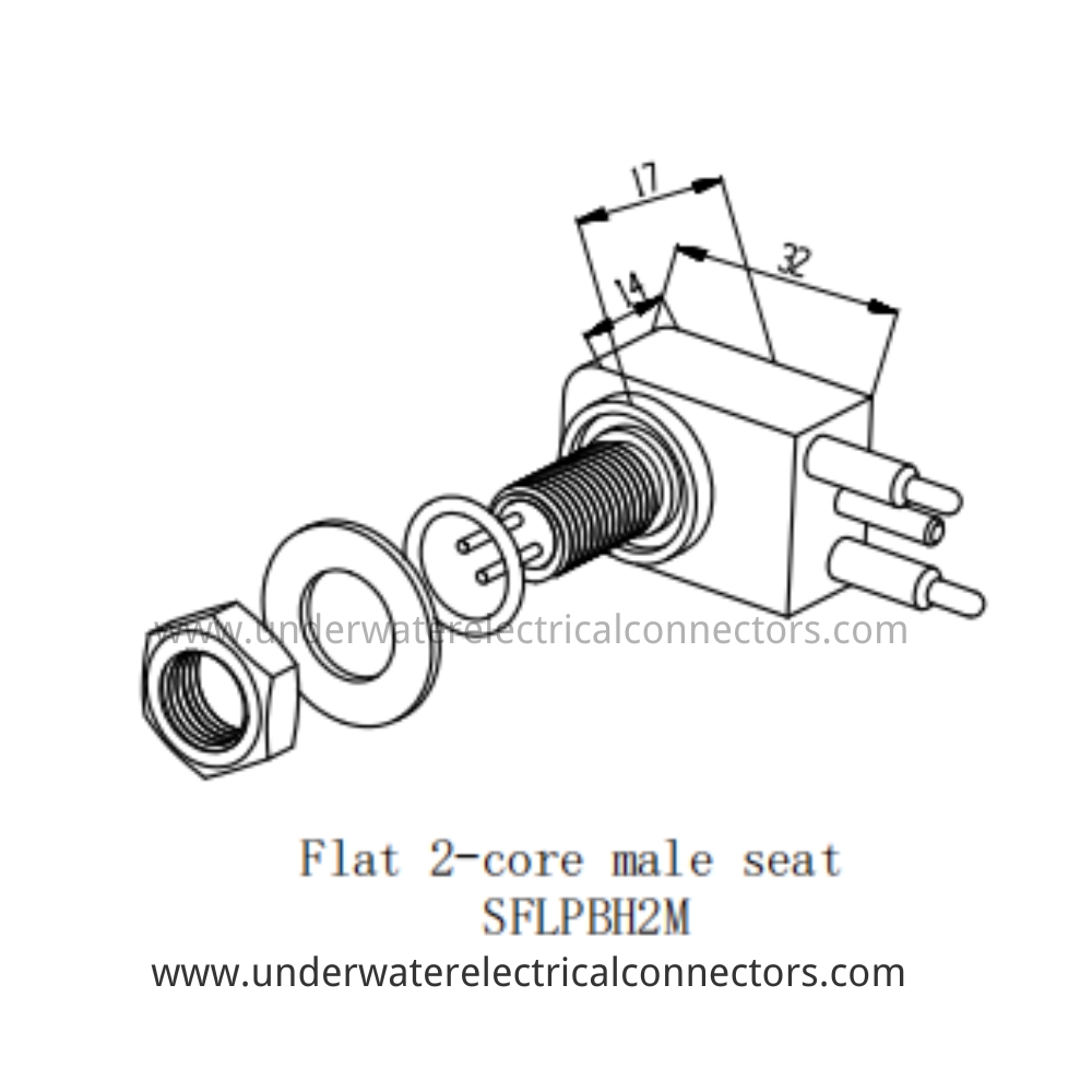 HYSF SFLPBH2M Flat 2-core male seat Underwater Connector