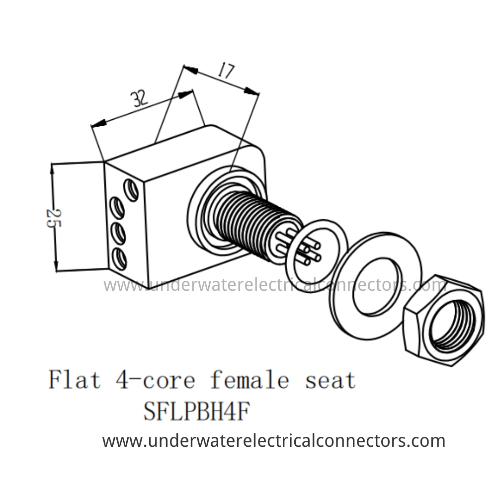 HYSF SFLPBH4F Flat 4-core female seat Underwater Connector