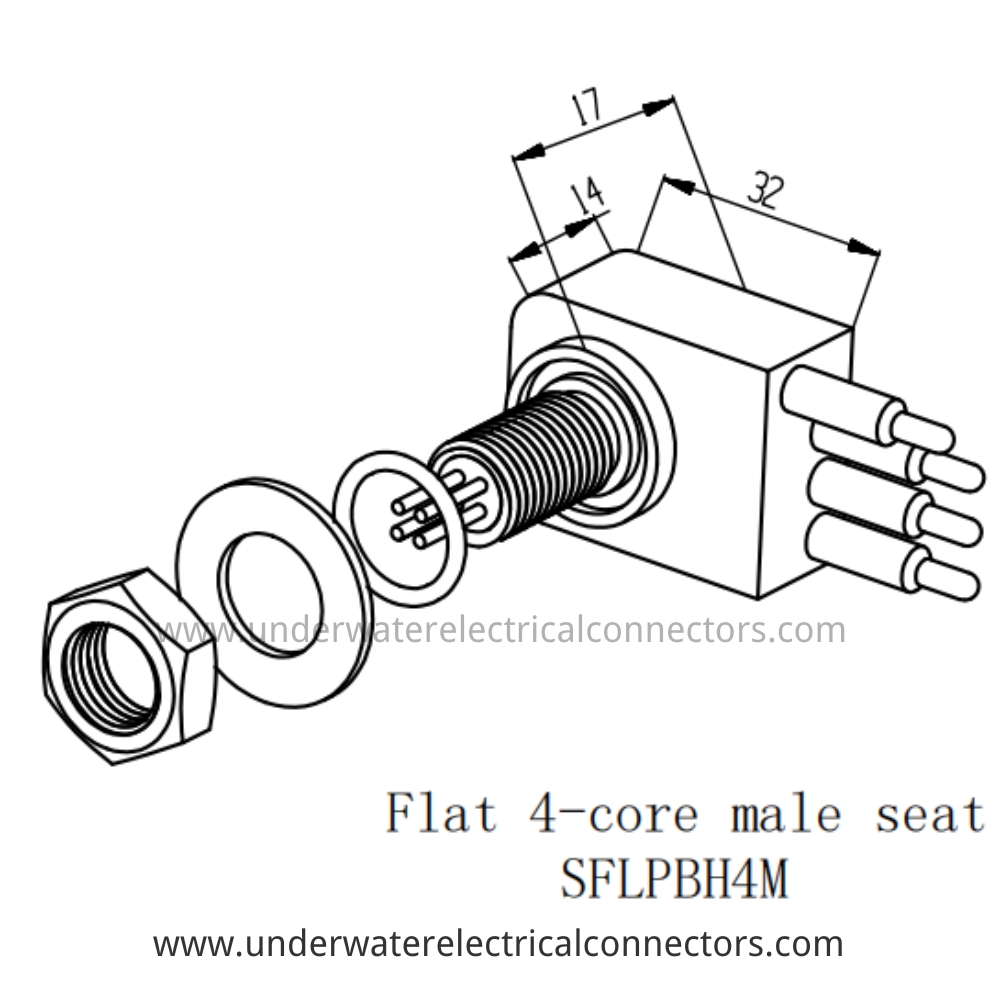 HYSF SFLPBH4M Flat 4-core male seat Underwater Connector