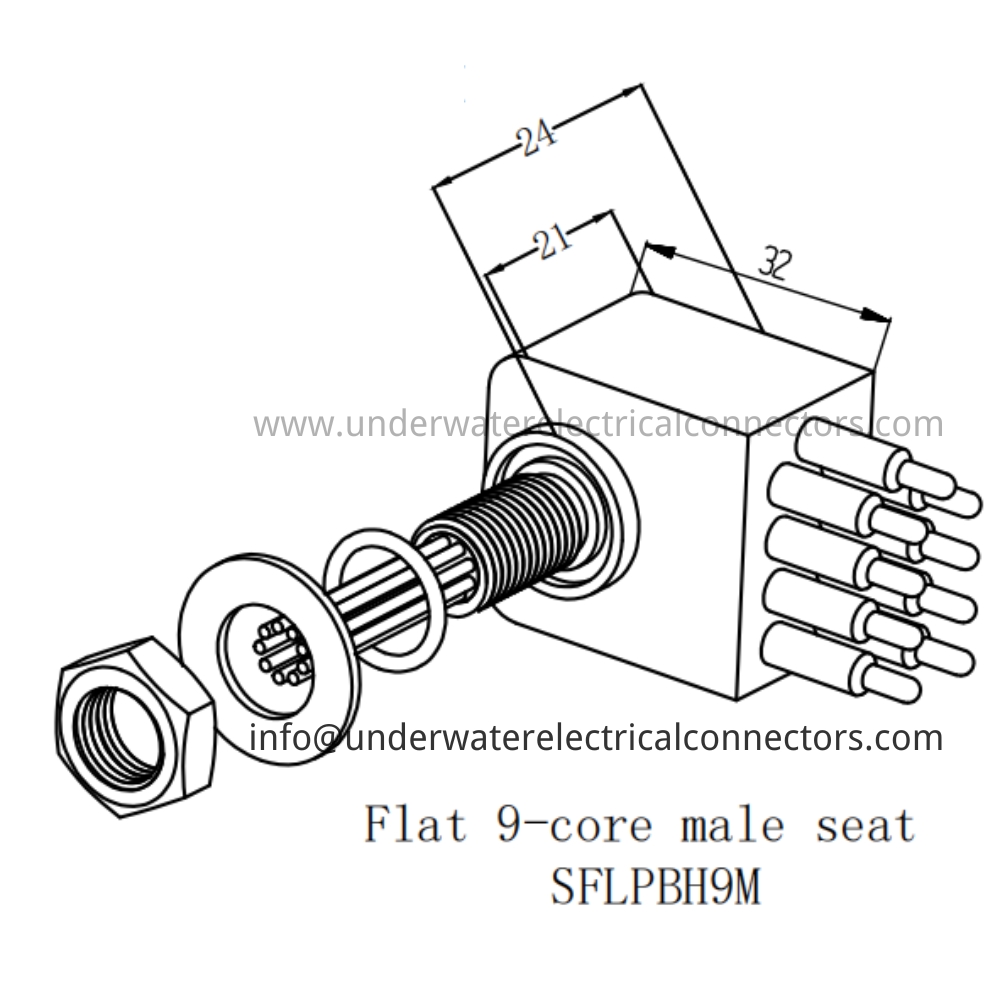 HYSF SFLPBH9M Flat 9-core male seat Underwater Connector