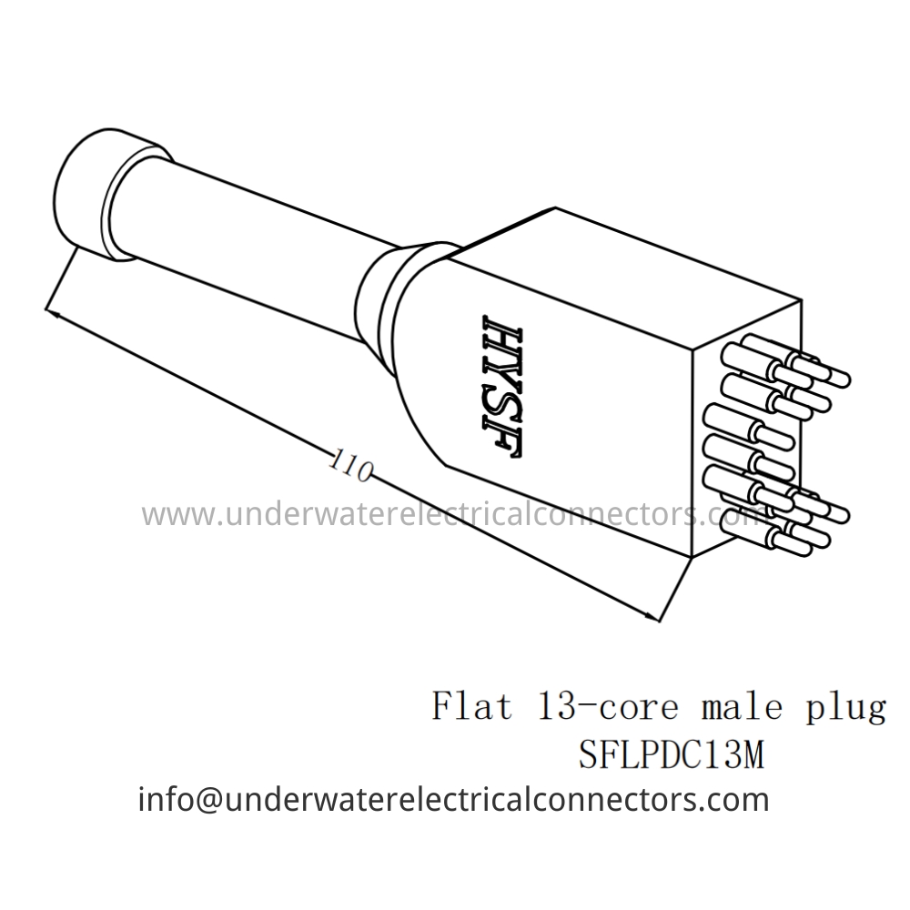 HYSF SFLPDC13M Flat 13-core male plug Underwater Connector
