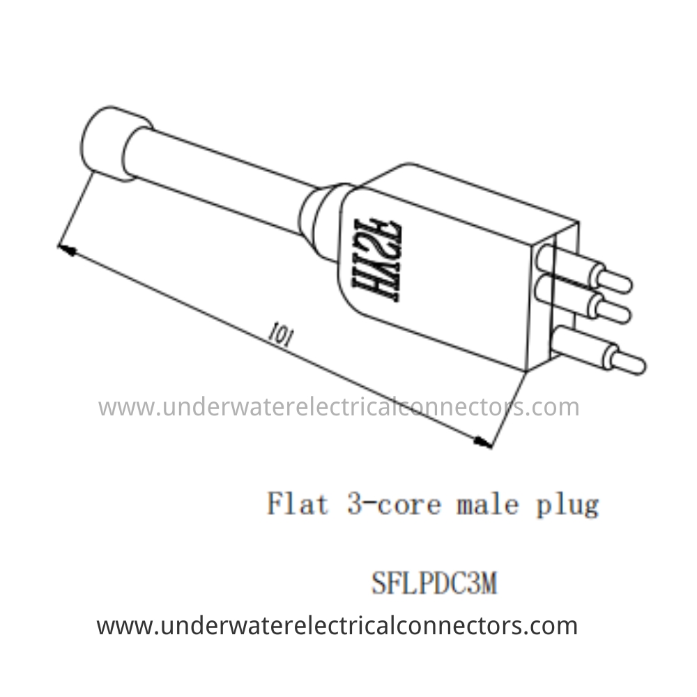 HYSF SFLPDC3M Flat 3-core male plug Underwater Connector