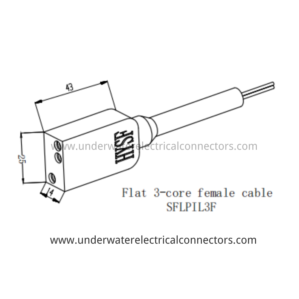 HYSF SFLPIL3F Flat 3-core female cable Underwater Connector
