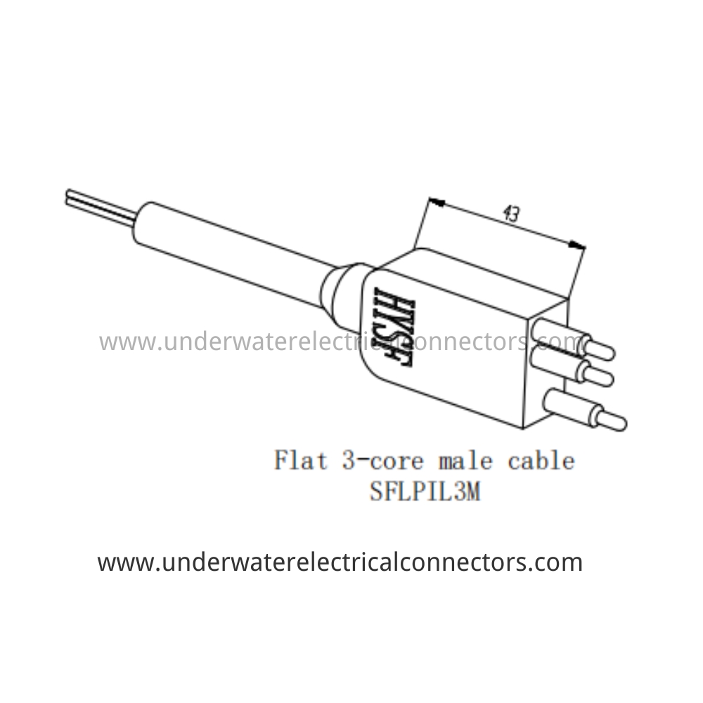 HYSF SFLPIL3M Flat 3-core male cable Underwater Connector