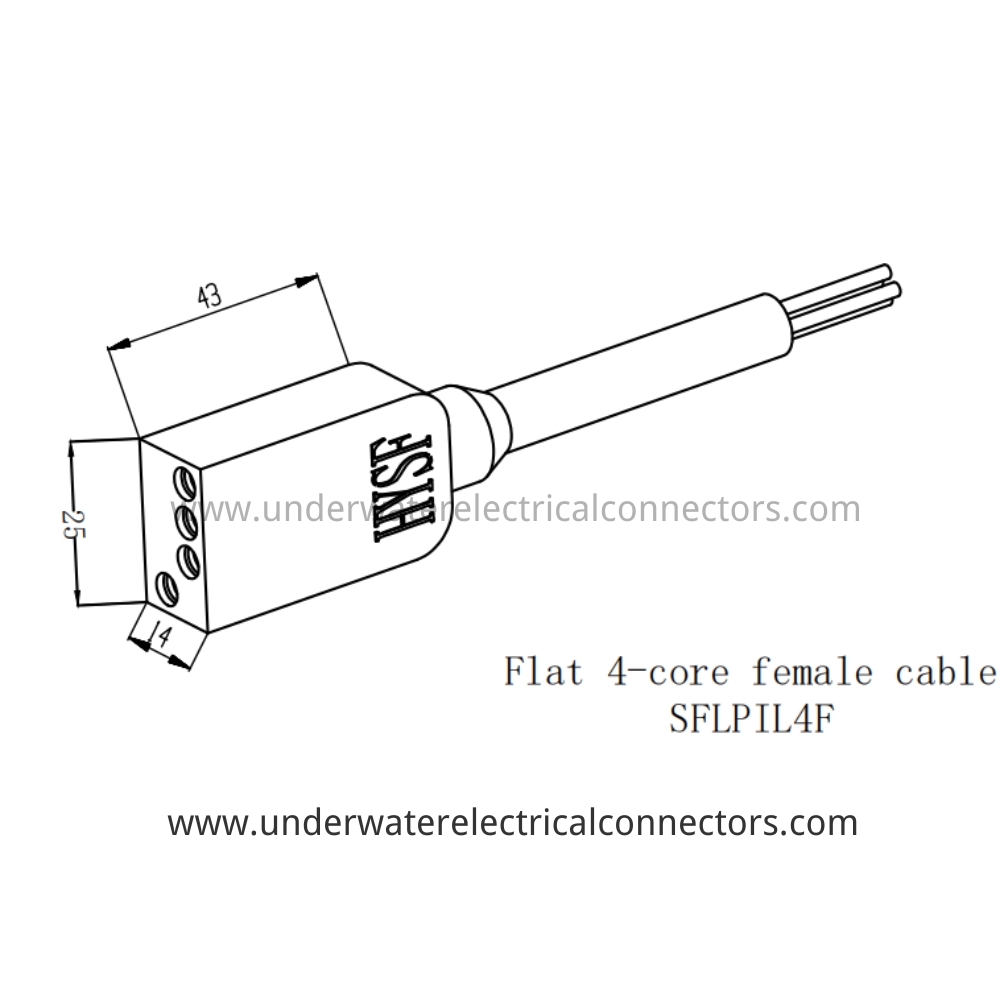 HYSF SFLPIL4F Flat 4-core female cable Underwater Connector
