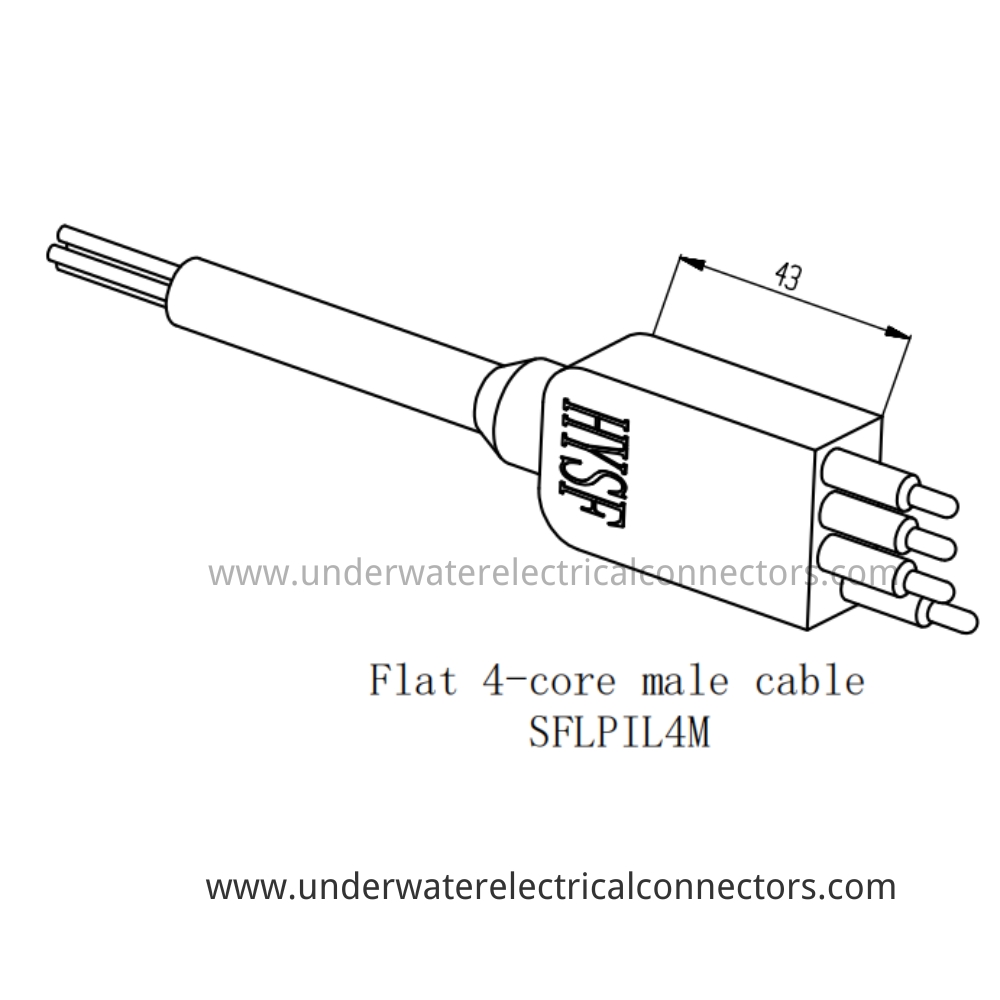 HYSF SFLPIL4M Flat 4-core male cable Underwater Connector
