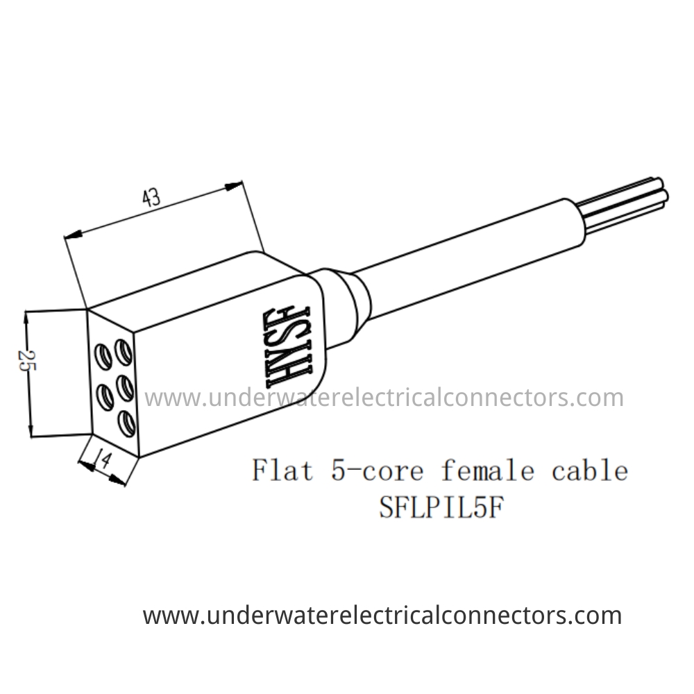 HYSF SFLPIL5F Flat 5-core female cable Underwater Connector