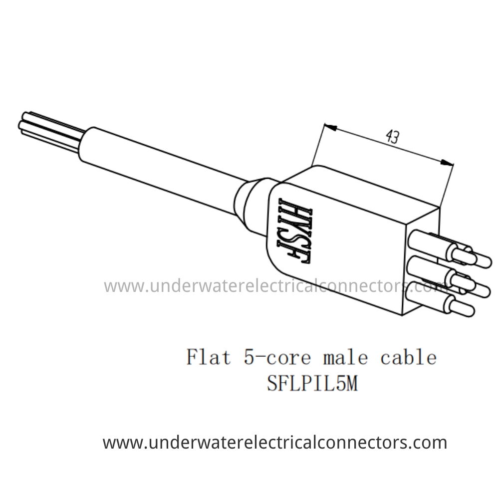 HYSF SFLPIL5M Flat 5-core male cable Underwater Connector