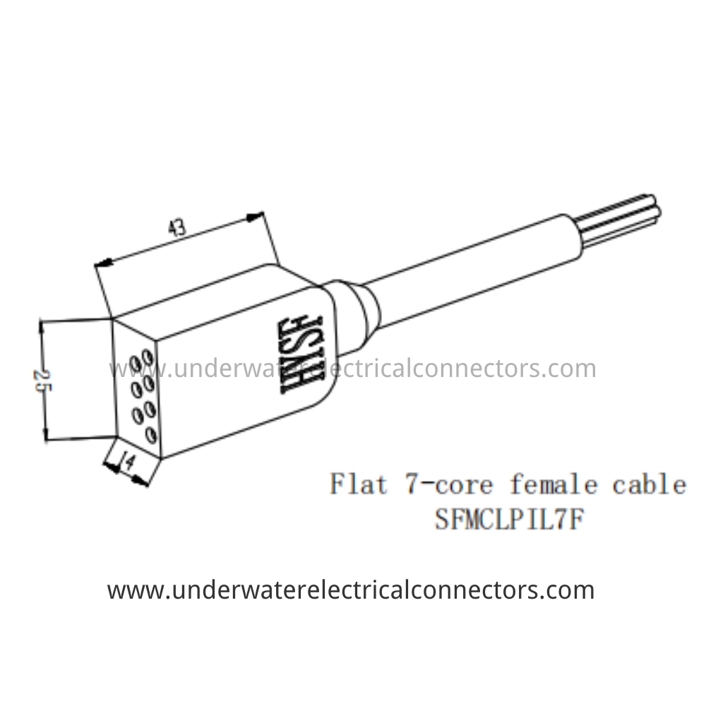HYSF SFMCLPIL7F Flat 7-core female cable Underwater Connector