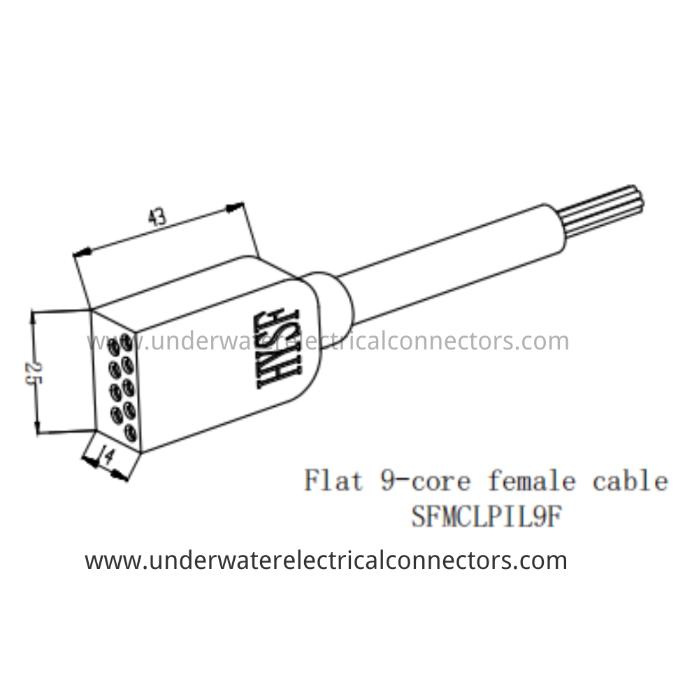 HYSF SFMCLPIL9F Flat 9-core female cable Underwater Connector