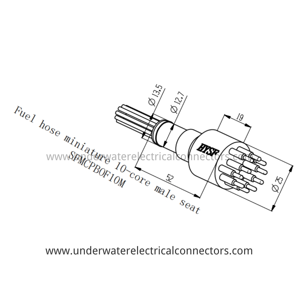HYSF SFMCPBOF10M Miniature 10-core male seat Fuel hose Underwater Connector