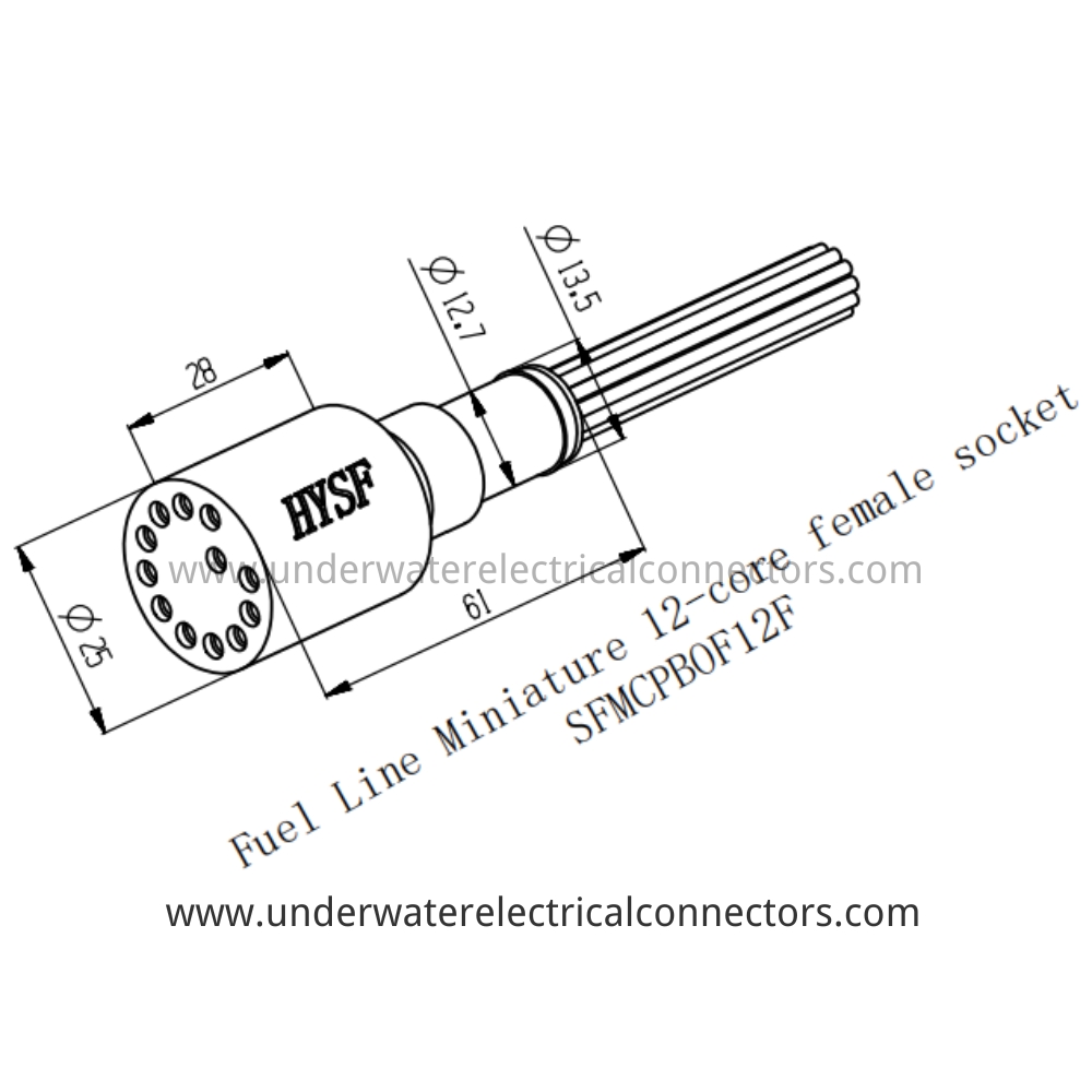 HYSF SFMCPBOF12F Miniature 12-core female socket Fuel line Inline Underwater Connector