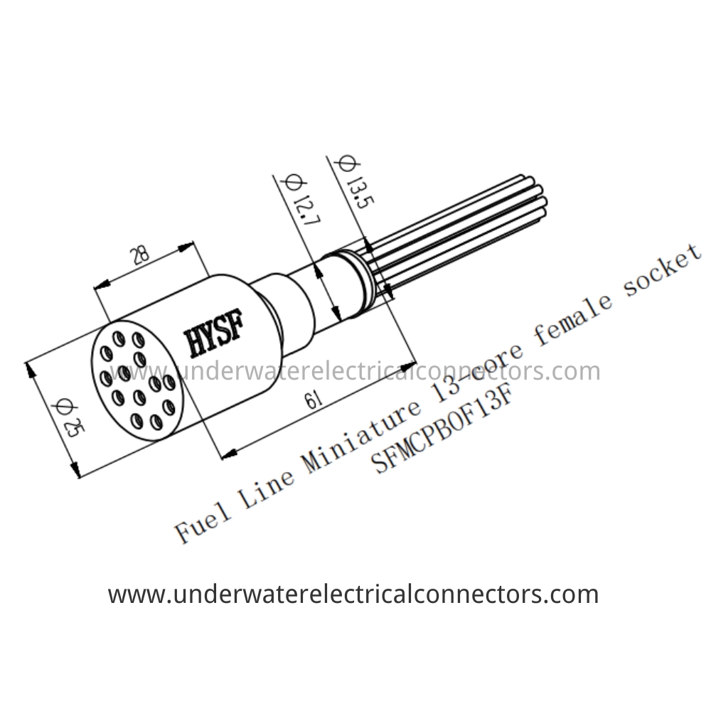 HYSF SFMCPBOF13F Miniature 13-core female socket Fuel line Inline Underwater Connector