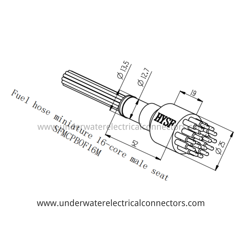 HYSF SFMCPBOF16M Miniature 16-core male seat Fuel hose Underwater Connector