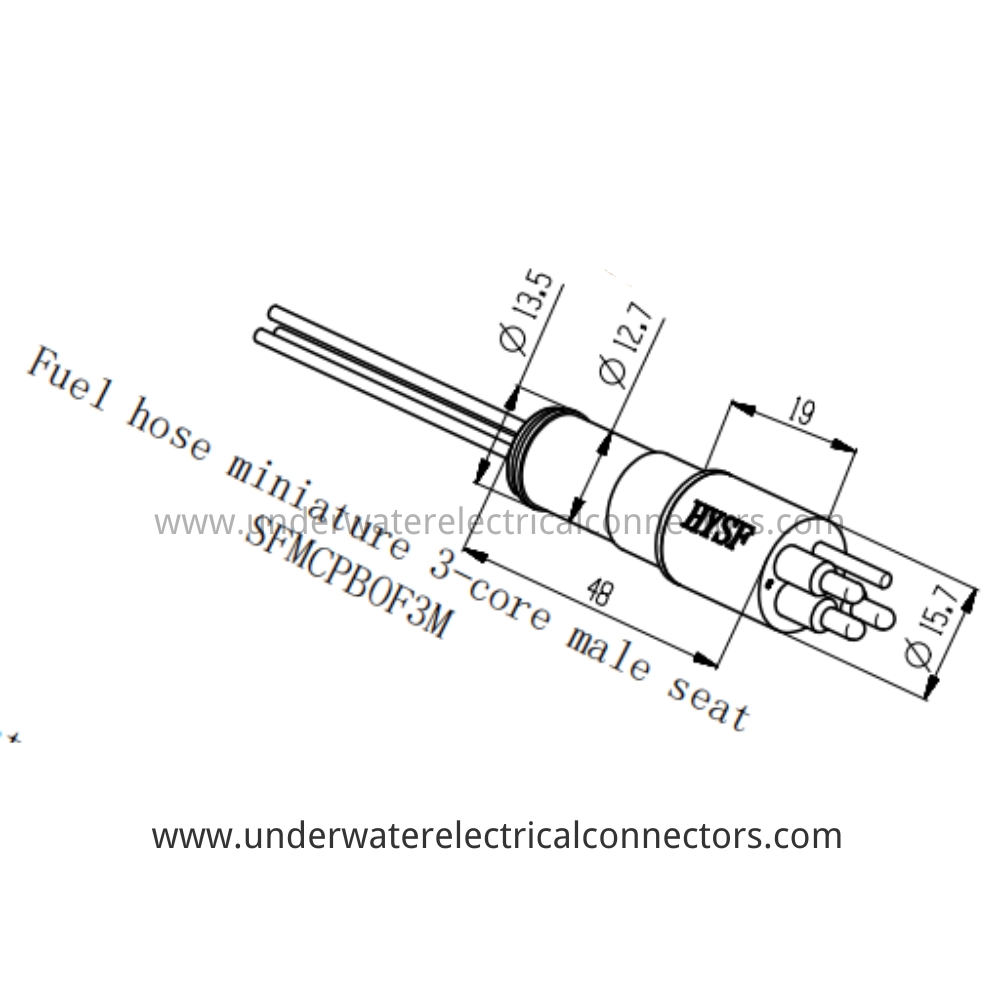 HYSF SFMCPBOF3M Miniature 3-core male seat Fuel hose Underwater Connector