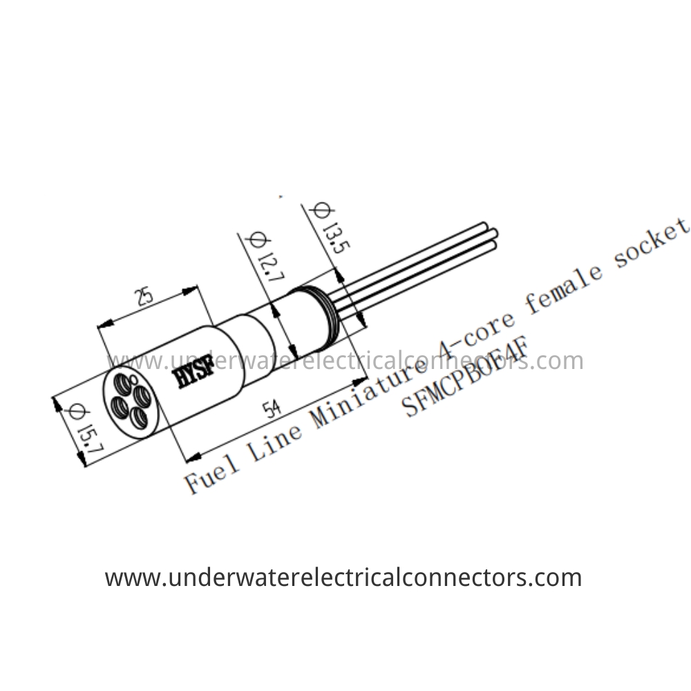 HYSF SFMCPBOF4F Miniature 4-core female socket Fuel line Inline Underwater Connector