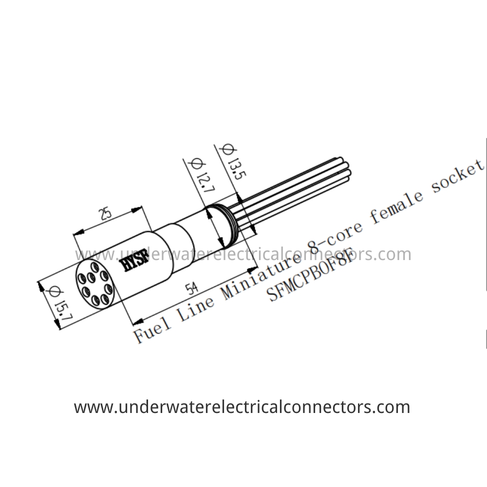 HYSF SFMCPBOF8F Miniature 8-core female socket Fuel line Inline Underwater Connector