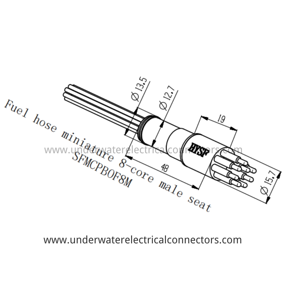 HYSF SFMCPBOF8M Miniature 8-core male seat Fuel hose Underwater Connector