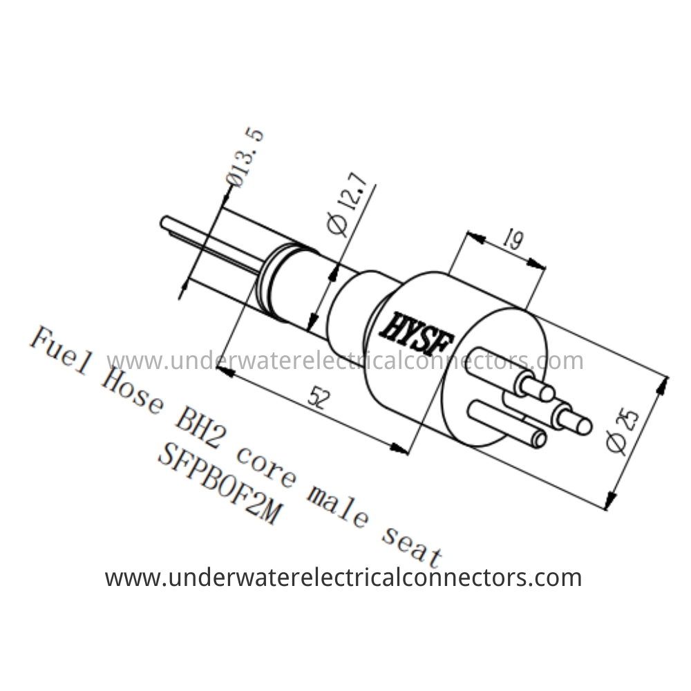 HYSF SFPBOF2M 2-Pin Fuel Hose Male Bulkhead Underwater Connector