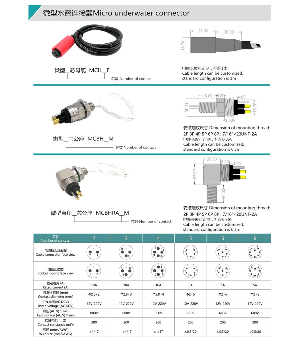 MCIL4M MCBH4F 4Pin Underwater Connector