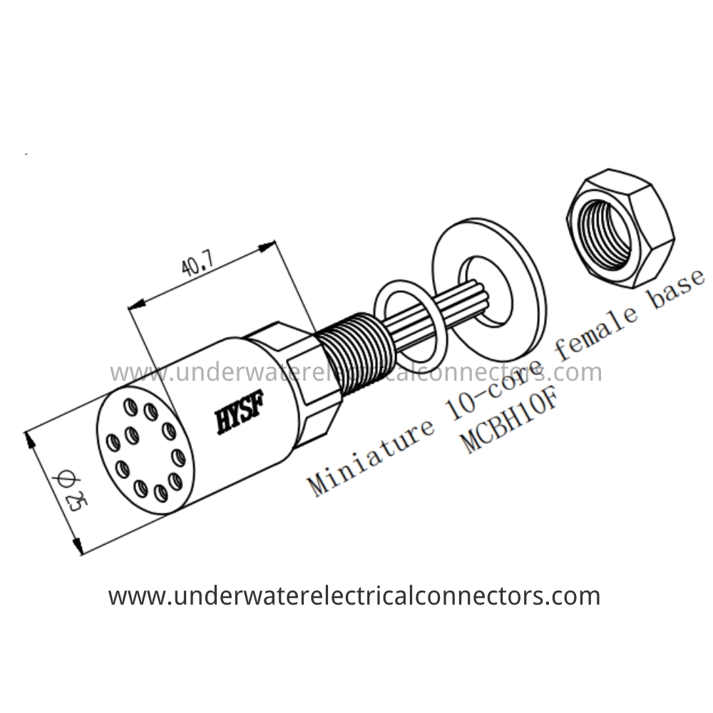 HYSF MCBH10F Miniature 10-core female base Underwater Connector