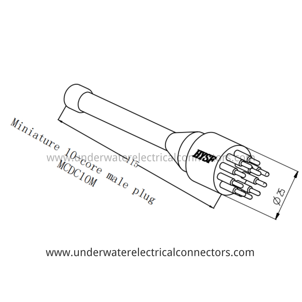 HYSF MCDC10M Miniature 10-core male plug Underwater Connector