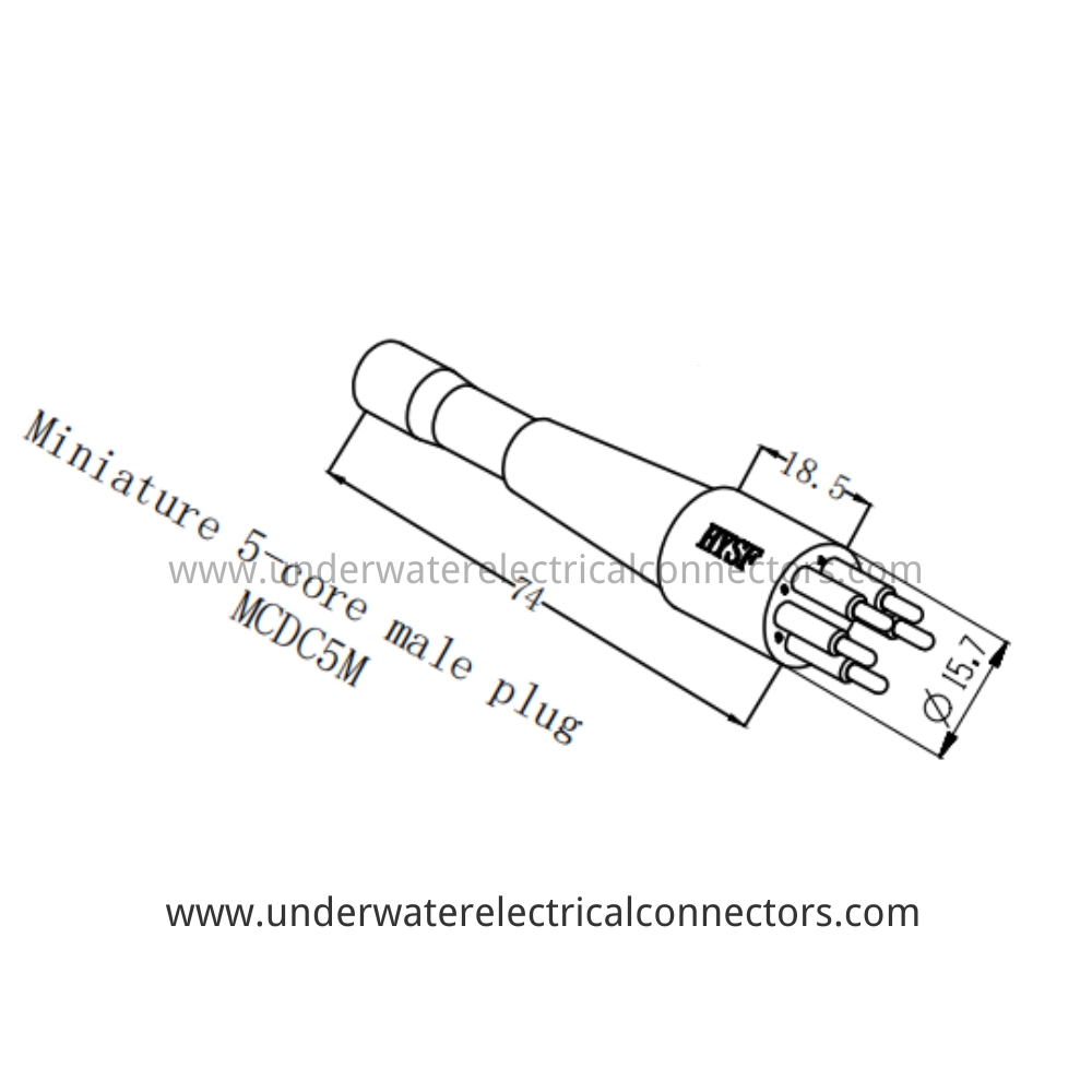 HYSF MCDC5M Miniature 5-core male plug Underwater Connector
