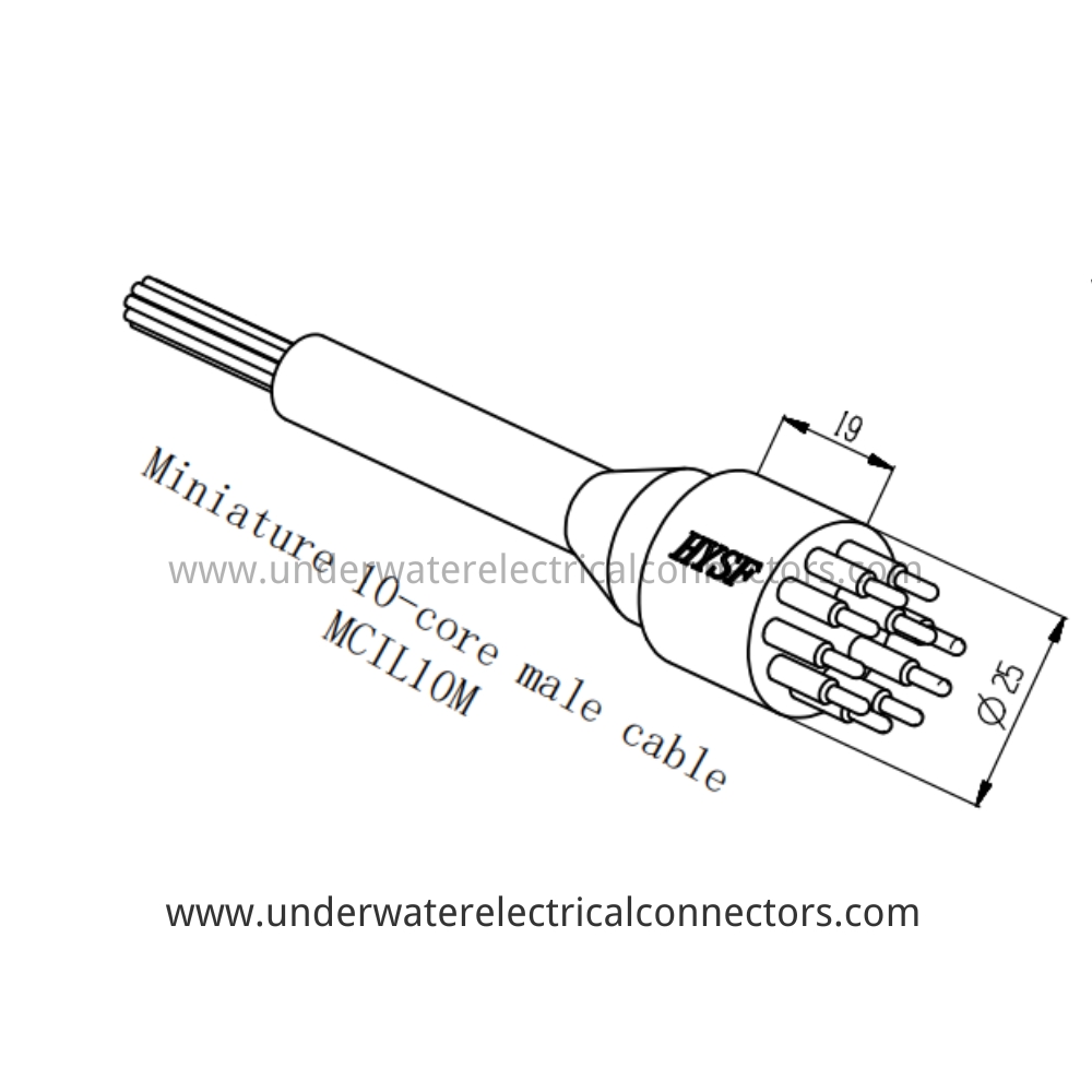 HYSF MCIL10M Miniature 10-core male cable Underwater Connector