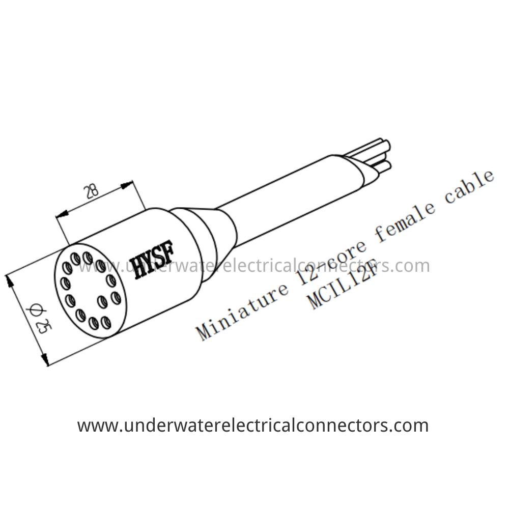 HYSF MCIL12F Miniature 12-core female cable Underwater Connector
