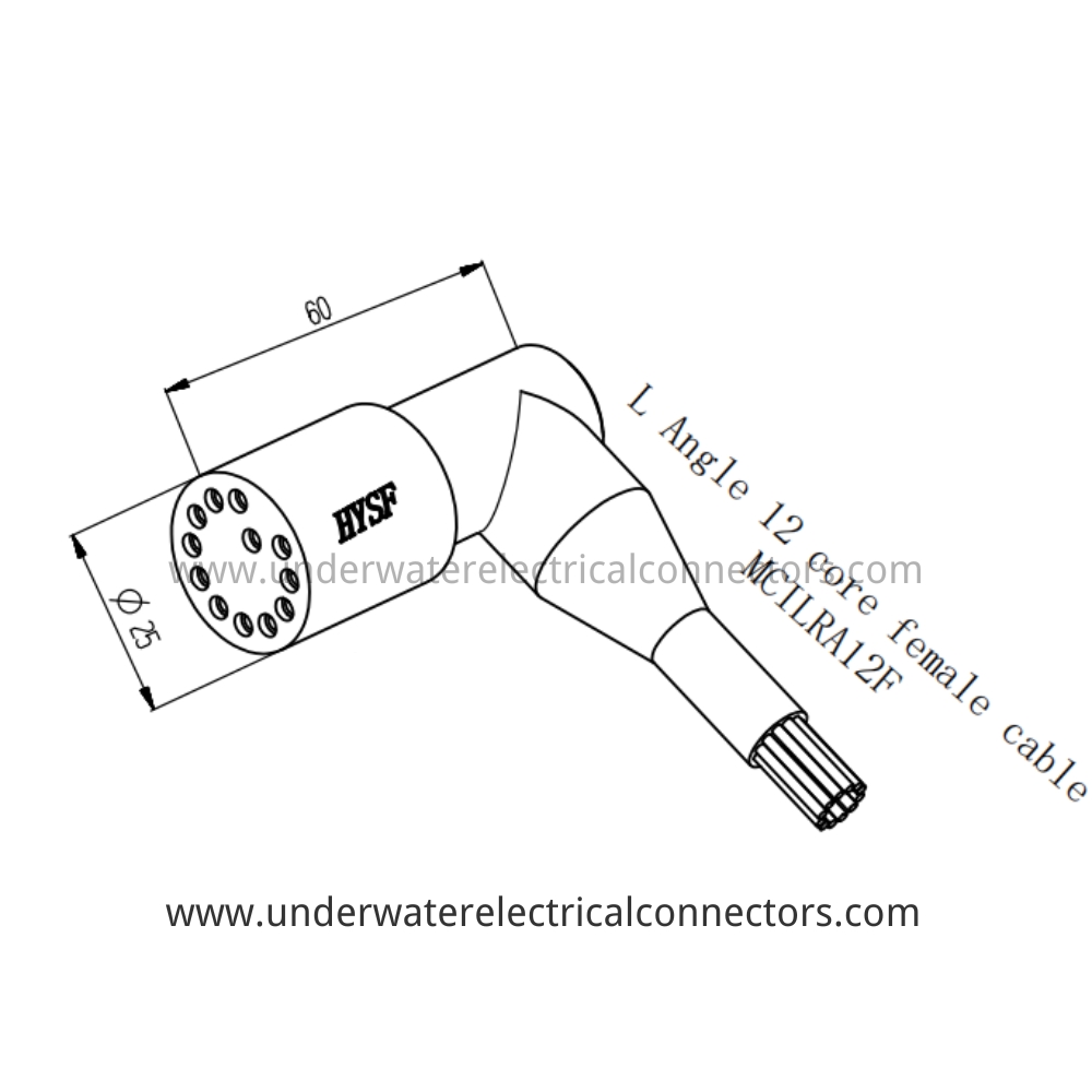 HYSF MCILRA12F Micro Circular L Angle 12-core female cable Underwater Connector