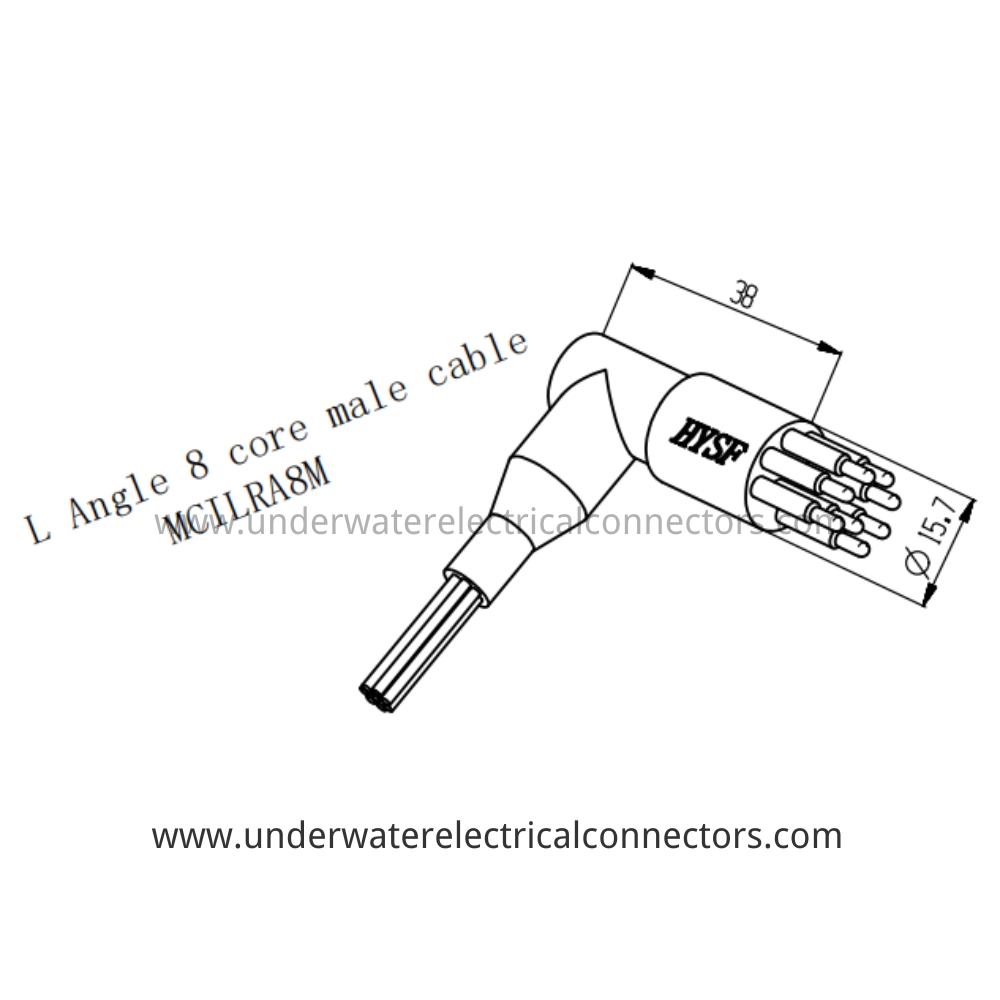 HYSF MCILRA8M Micro Circular L Angle 8-core male cable Underwater Connector