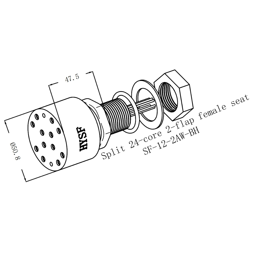 HYSF SF-12-2AW-BH Split 24-core 2-flap female seat Underwater Connector