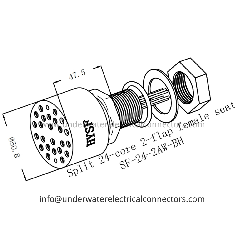 HYSF SF-24-2AW-BH Split 24-core 2-flap female seat Underwater Connector