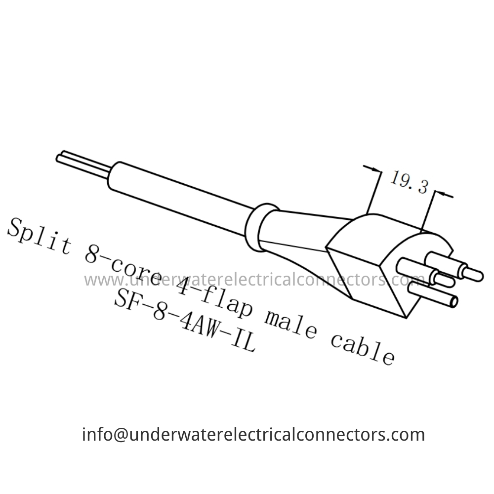 HYSF SF-8-4AW-IL Split 8-core 4-flap male cable Underwater Connector