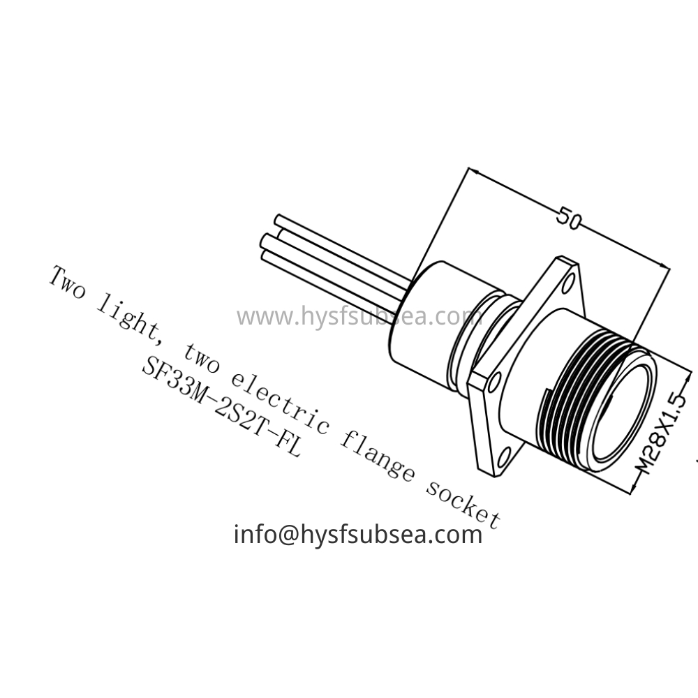 HYSF SF33M-2S2T-FL Hybrid 2-optical 2-electrical flange socket Underwater Connector