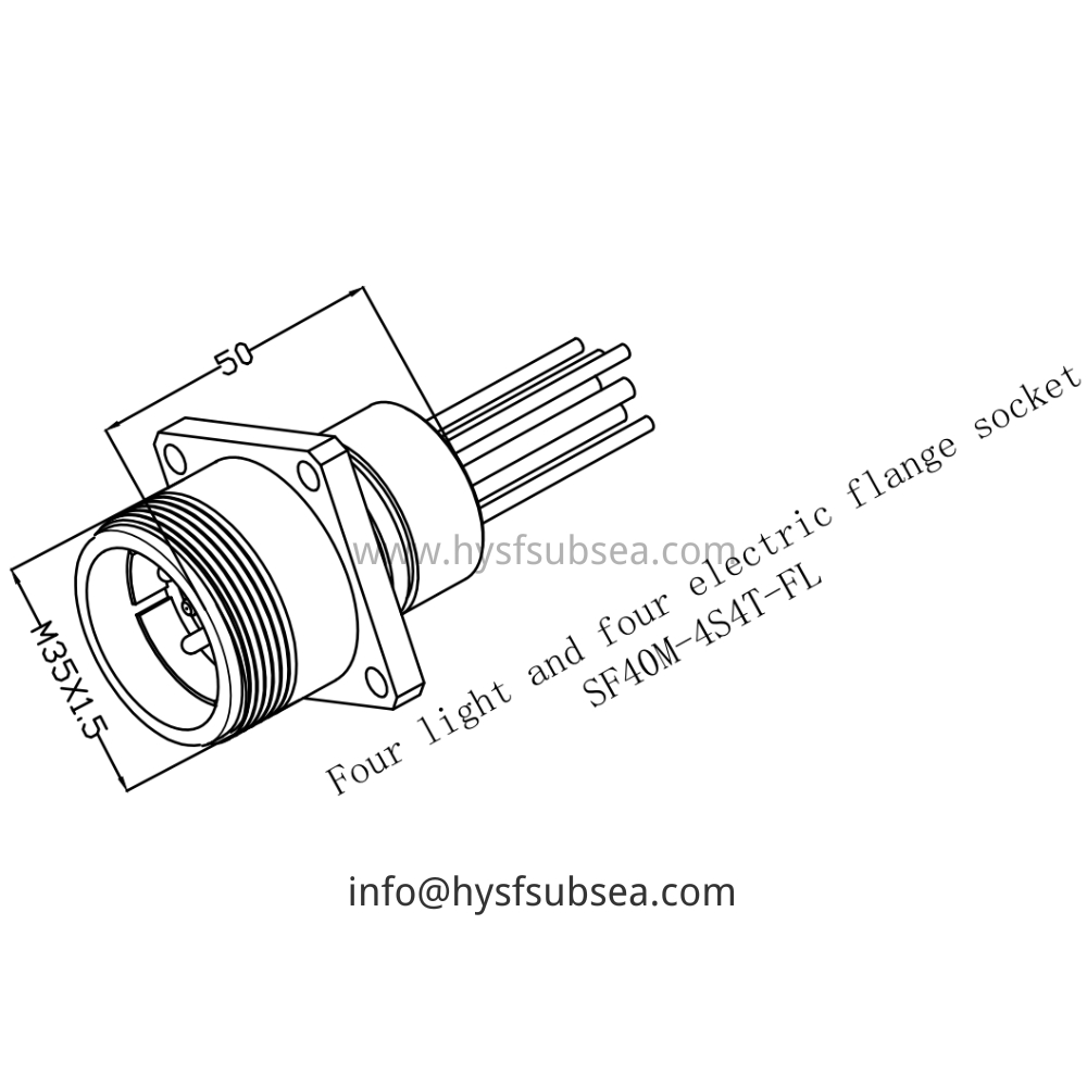 HYSF SF40M-4S4T-FL Hybrid 4-optical 4-electrical flange socket Underwater Connector