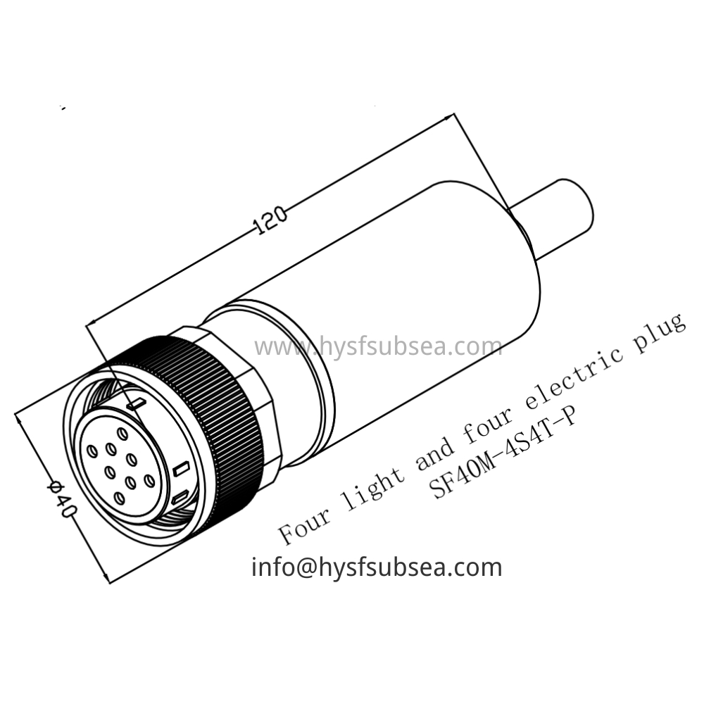 HYSF SF40M-4S4T-P Hybrid 4-optical 4-electrical plug Underwater Connector