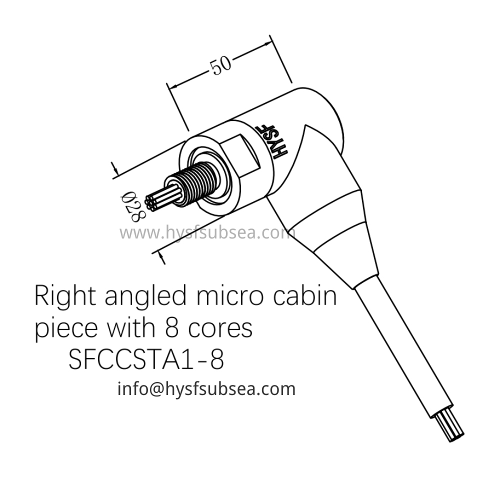 HYSF SFCCSTA1-8 Right angled micro cabin piece with 8 cores Underwater Connector